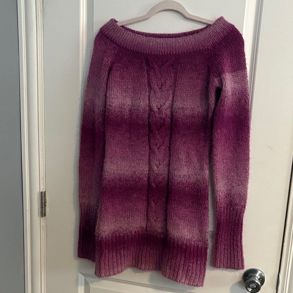 Women's Purple Off-Shoulder 2000s Sweater
